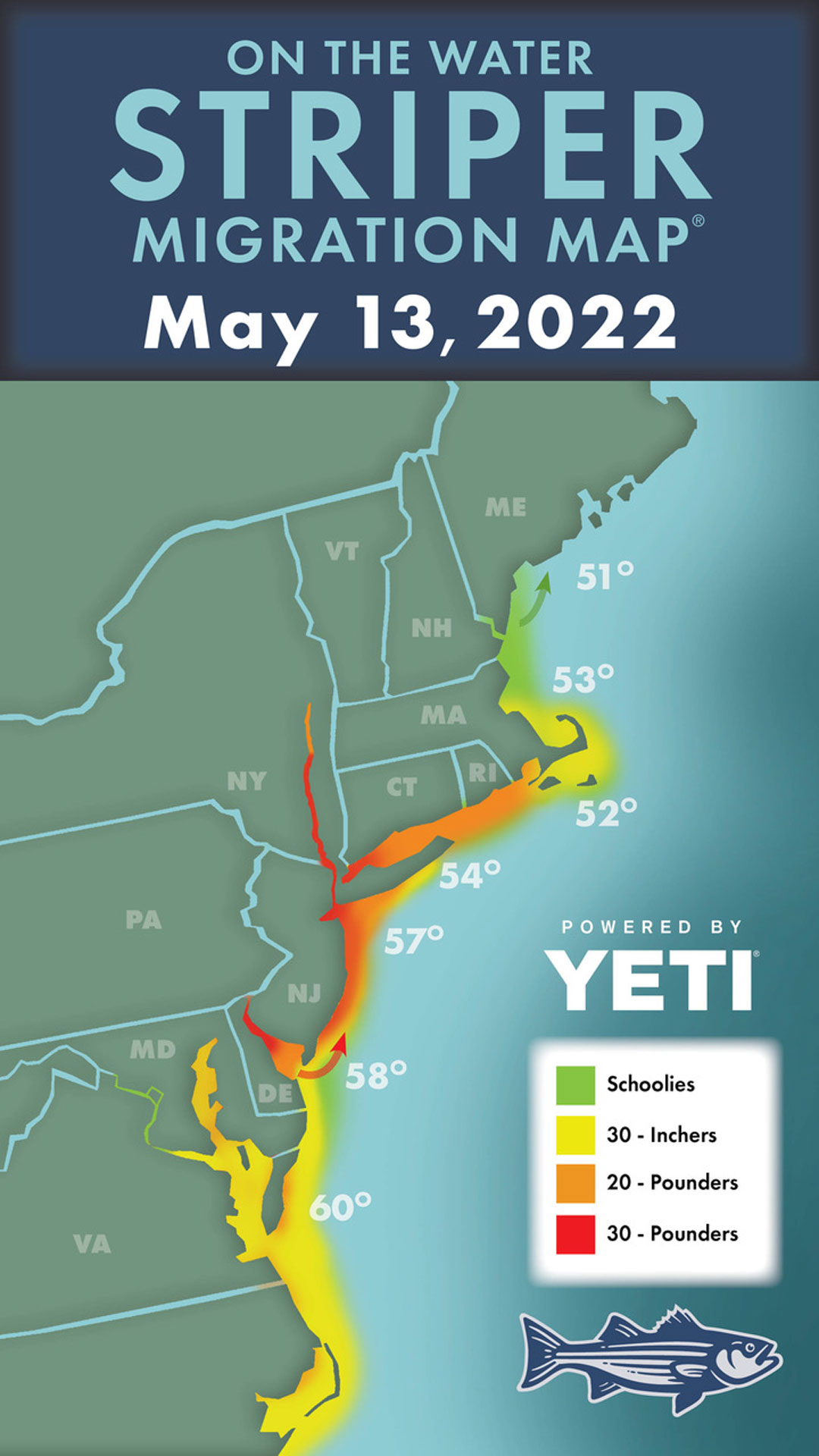 Striper Migration Map – May 13, 2022