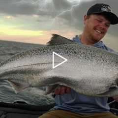 Lake Michigan Salmon Fishing During A Thunderstorm!! | Will They BITE?!?