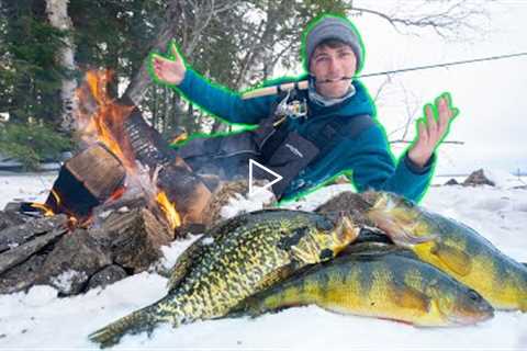 Backwoods CATCH N COOK On a Frozen Lake! (EASY Recipe)