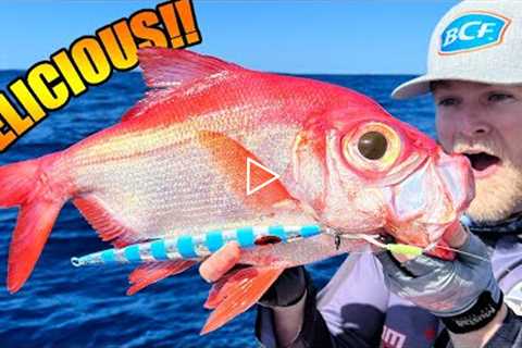 Tastiest fish I've EVER eaten caught jigging in 450m (1470ft)!! Catch, clean, cook, compare
